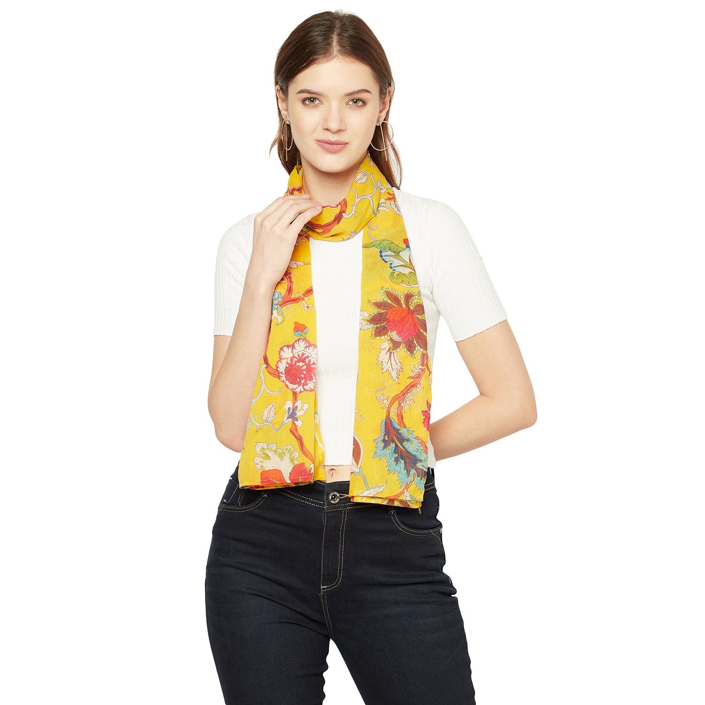 Paradise Blooms 100% Cotton Scarf – Bird of Paradise Neck Wrap, Lightweight & Vibrant Scarf for Women