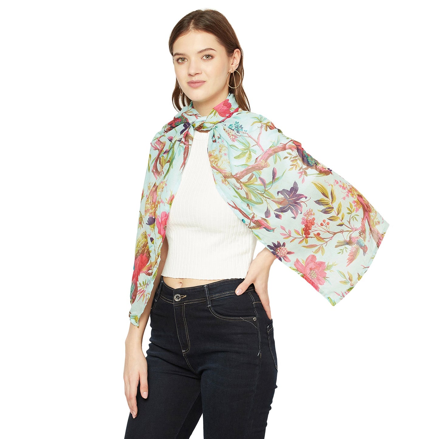 Secret Oasis 100% Cotton Scarf – Bird of Paradise Neck Wrap, Vibrant & Lightweight Scarf for Women