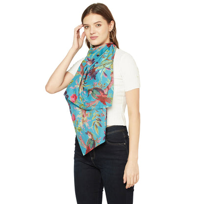 Blooming Beauty 100% Cotton Scarf – Bird of Paradise Neck Wrap, Vibrant & Lightweight Scarf for Women