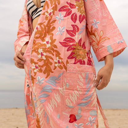 Boho Chic Women's Cotton Kimono Robe - Frida Kahlo Inspired, Lightweight & Versatile (One Size, 100% Cotton)