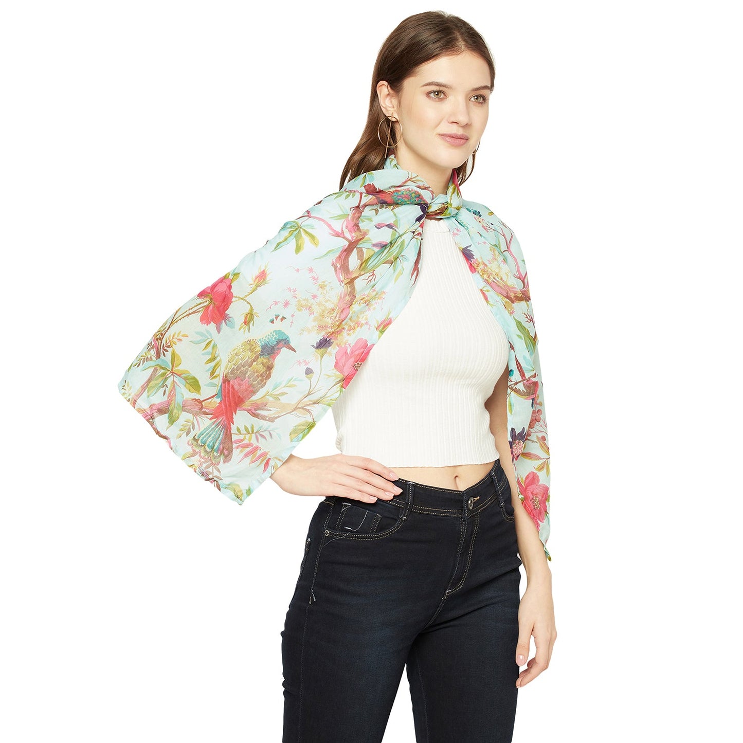 Secret Oasis 100% Cotton Scarf – Bird of Paradise Neck Wrap, Vibrant & Lightweight Scarf for Women