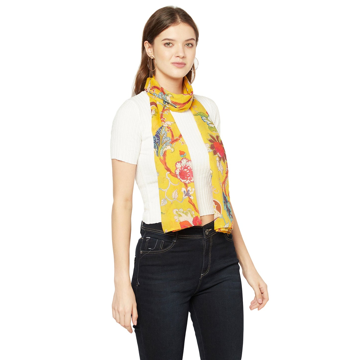 Paradise Blooms 100% Cotton Scarf – Bird of Paradise Neck Wrap, Lightweight & Vibrant Scarf for Women