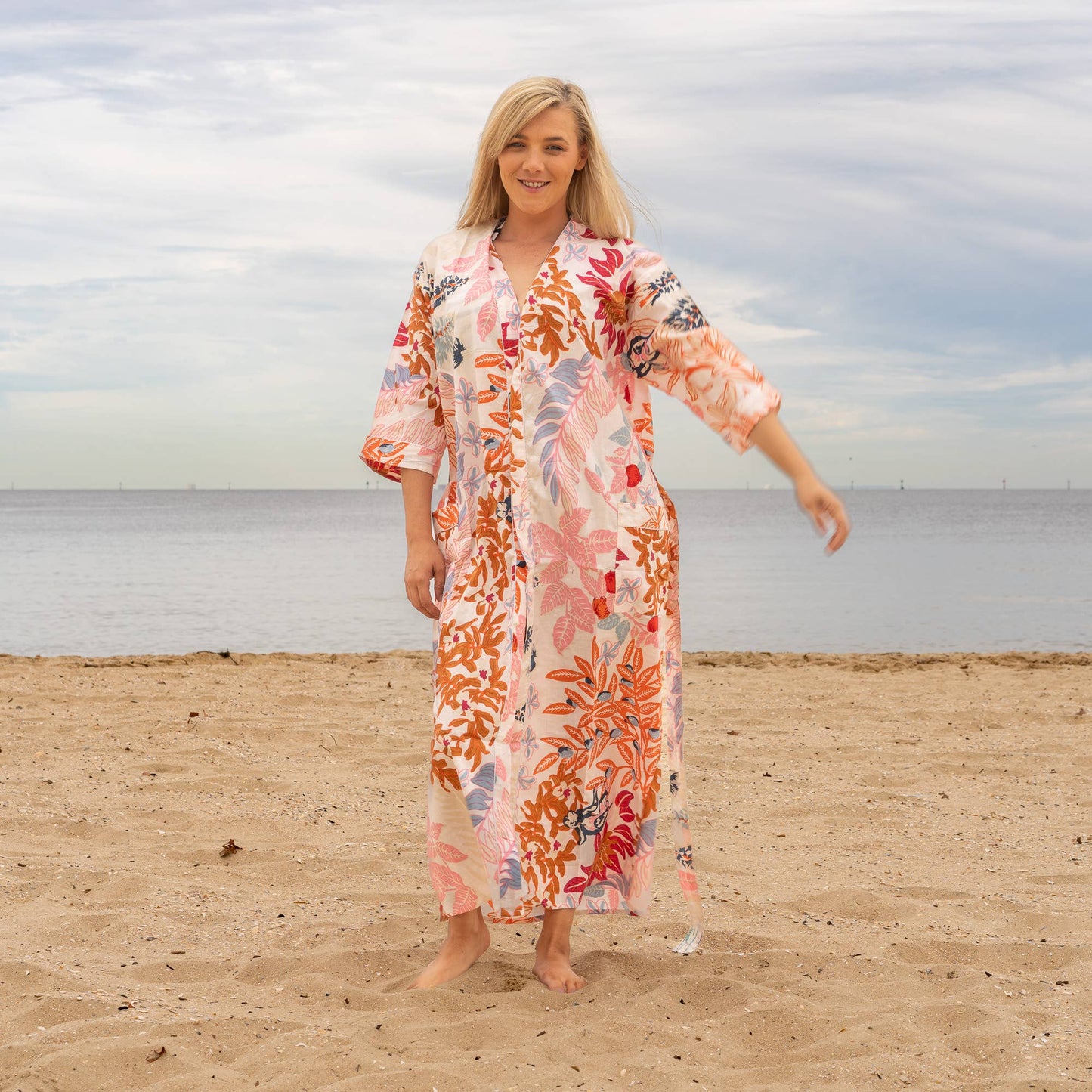 BREE Women's Cotton Kimono Robe - Soft & Versatile, Inspired by Frida Kahlo (One Size, 100% Cotton)