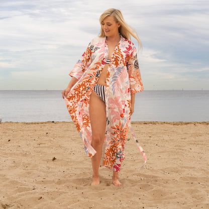 BREE Women's Cotton Kimono Robe - Soft & Versatile, Inspired by Frida Kahlo (One Size, 100% Cotton)