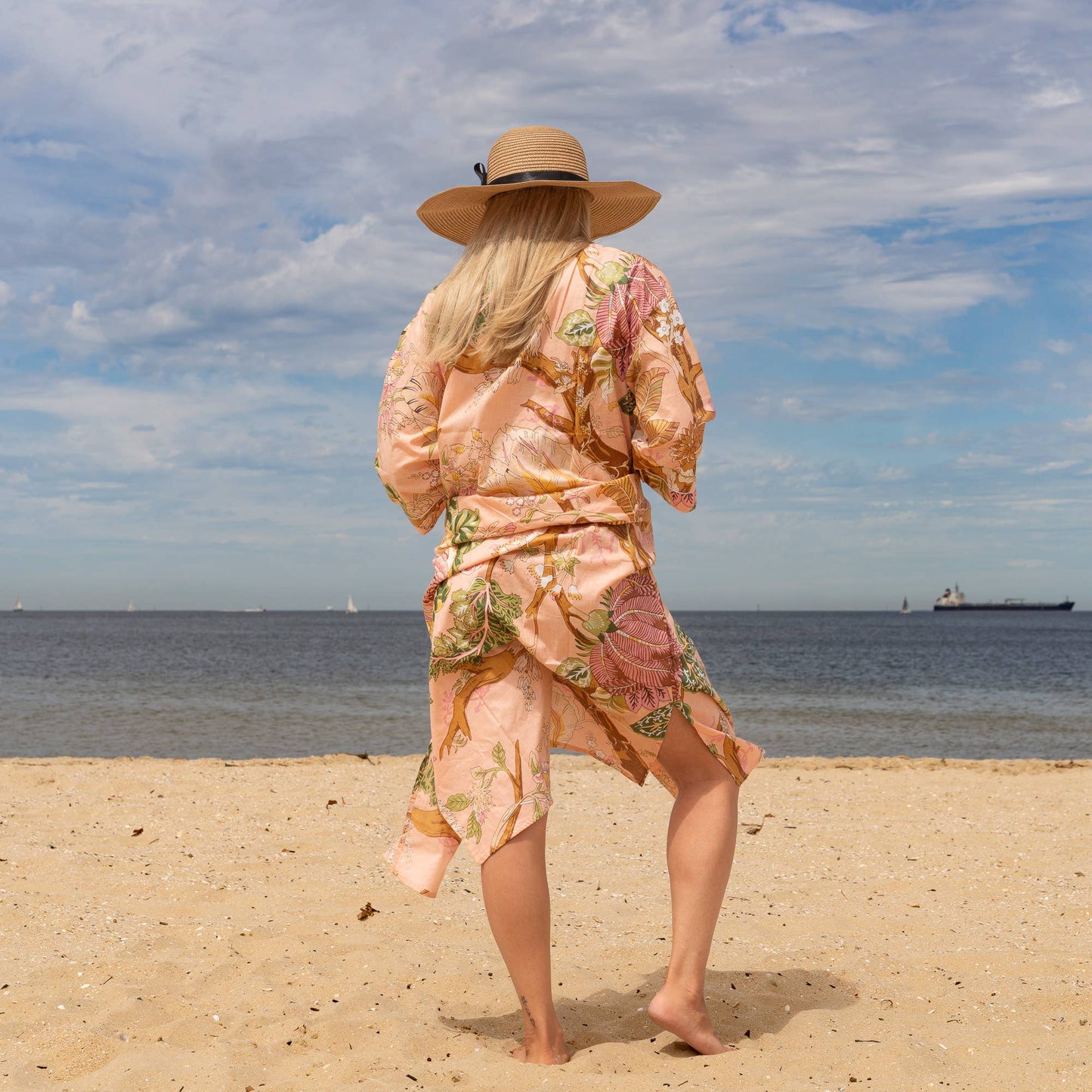 Tree of Life Pink Women's Cotton Kimono Robe - Frida Kahlo Inspired, Comfortable & Versatile