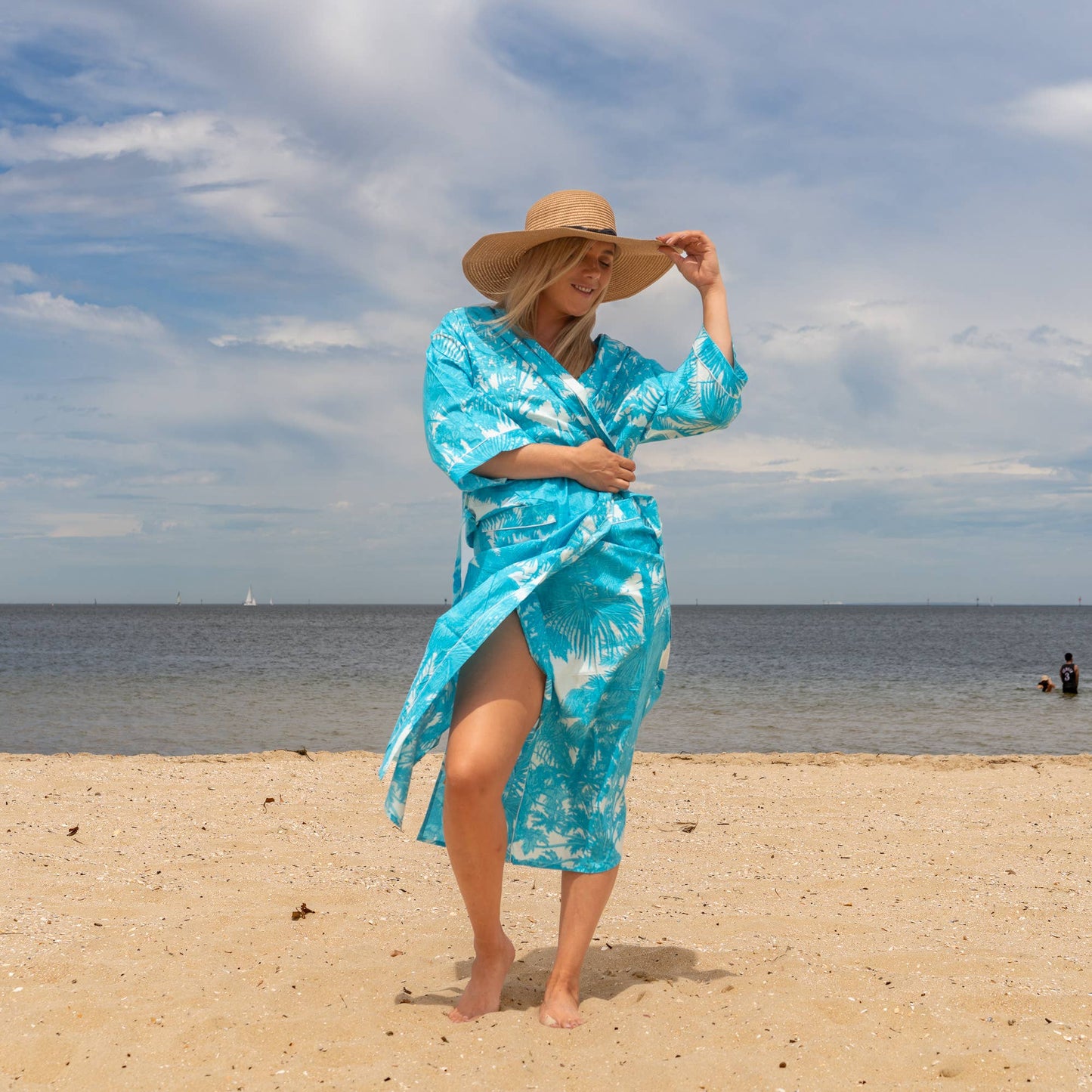 Blue Palms Women's Cotton Kimono Robe – A Touch of Tropical Luxury