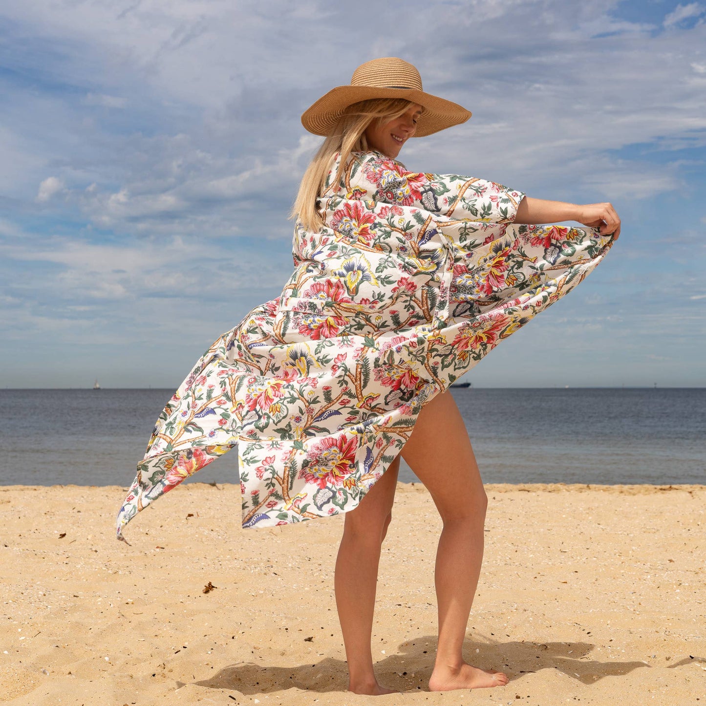 Floral Anthro Women's Cotton Kimono Robe - Elegant Comfort for Every Occasion