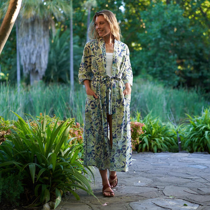 Pura Vida 100% Cotton Kimono Robe – Frida Kahlo Inspired, Bird of Paradise Print, Versatile Kimono, Robe, Kaftan & Cardigan, Adjustable Fit