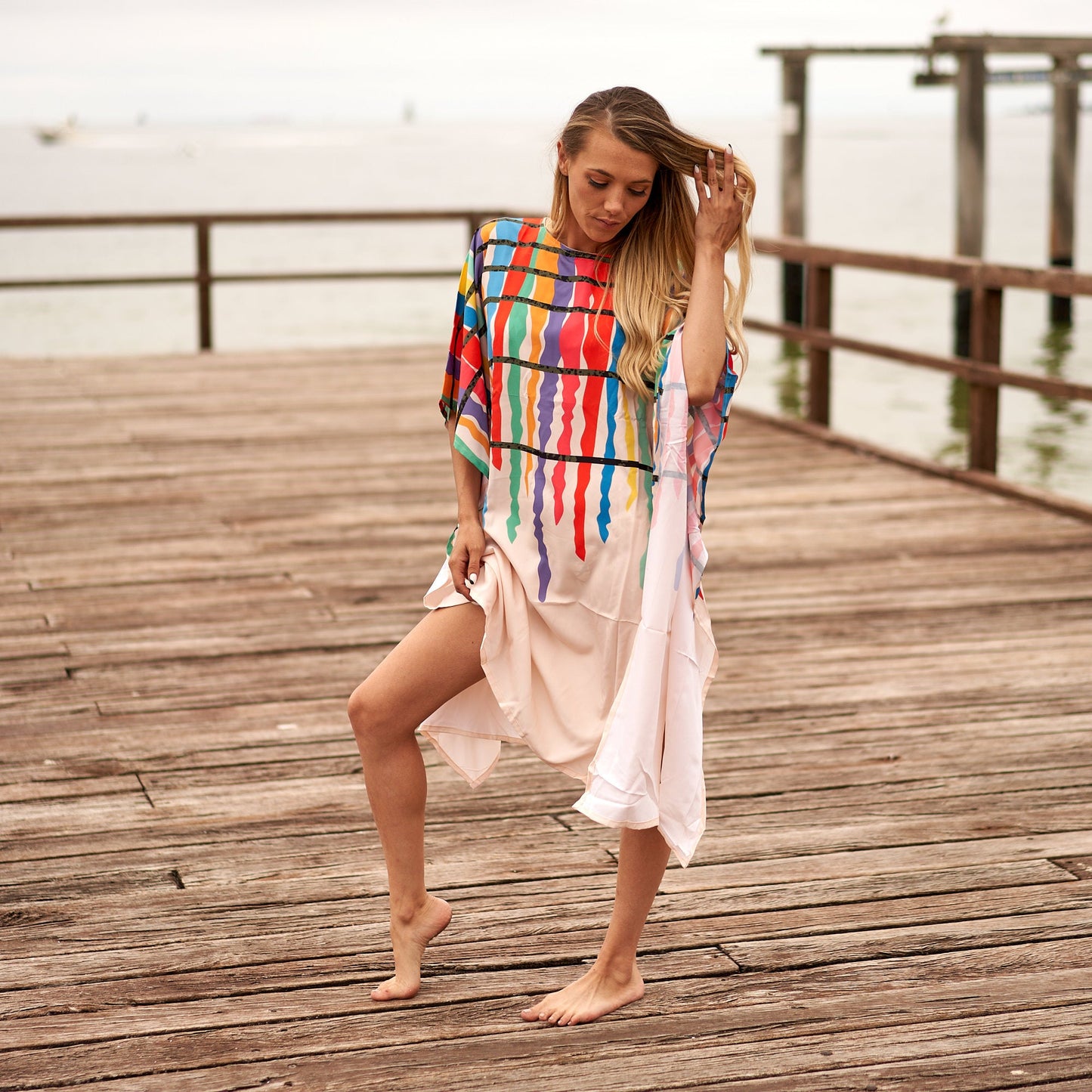 Beach Vibes 100% Cotton Kaftan – Frida Kahlo-Inspired Kimono, Robe & Kaftan with Bird of Paradise Design