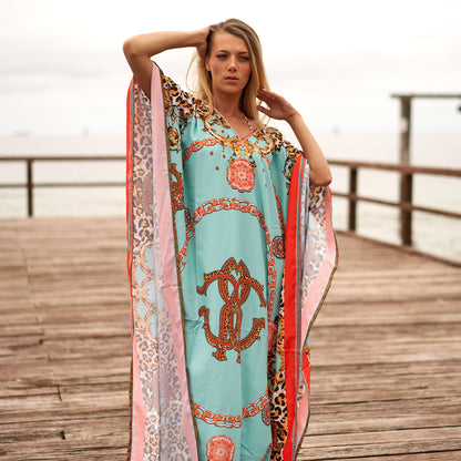 Exotic Escape Silk Kaftan – Handmade Silk Blend Georgette Wrap, One Size Fits All