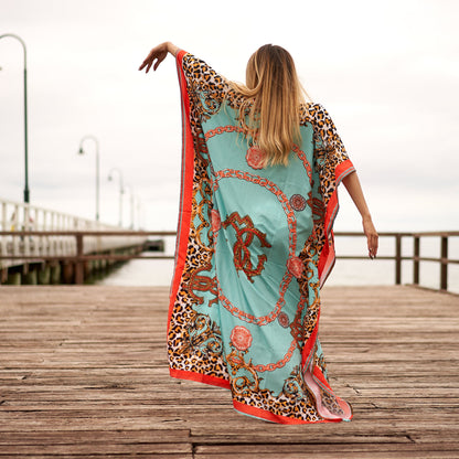 Exotic Escape Silk Kaftan – Handmade Silk Blend Georgette Wrap, One Size Fits All