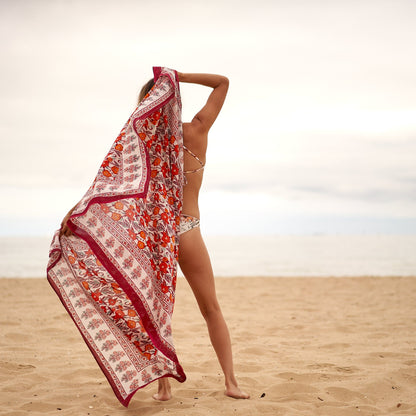 Ocean Oasis 100% Cotton Handmade Boho Sarong – Versatile Beach Cover-Up, Skirt, Shawl, & Scarf