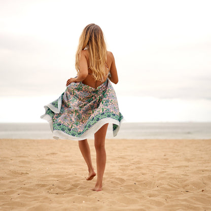 Somewhere Beyond the Sea 100% Cotton Boho Sarong – Handmade Tropical Pareo Beach Cover-Up, Skirt, Shawl & Scarf