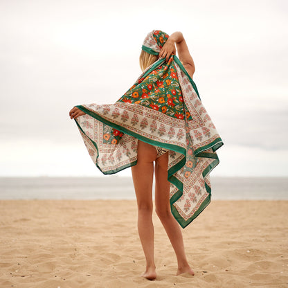 Summer Daze Boho Handmade 100% Cotton Sarong – Versatile Swim Cover-Up, Beach Skirt, Shawl & Tropical Pareo