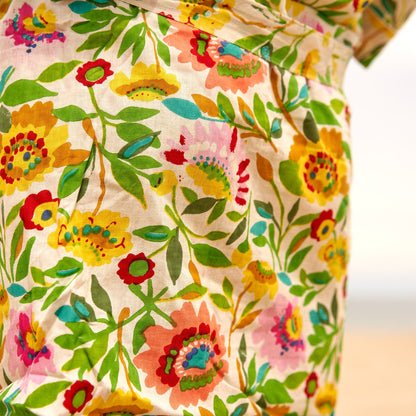 Blossoming Bliss 100% Cotton Kimono – Bird of Paradise Print, Floral-Inspired, Versatile Robe & Kaftan