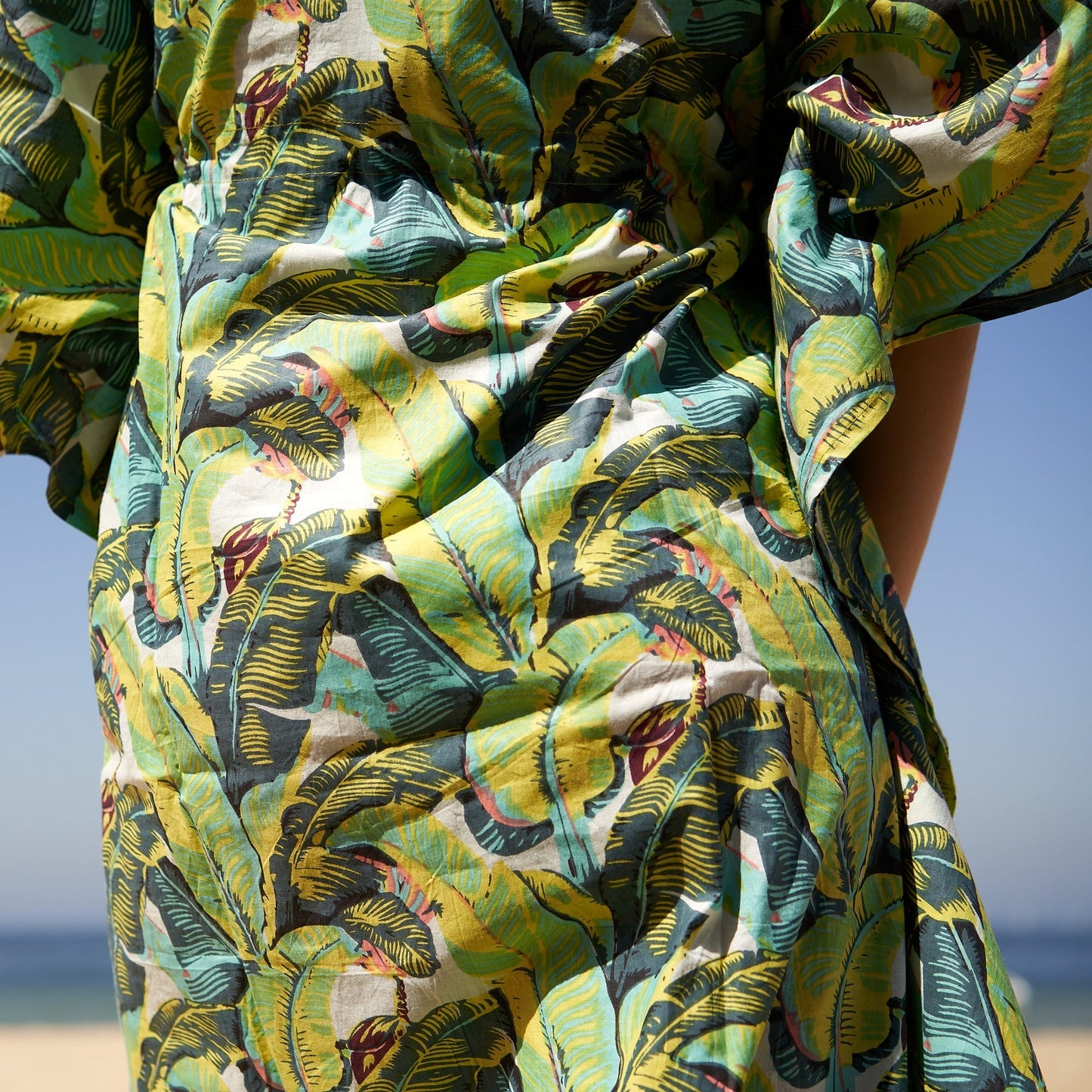 Tropical Tapestry 100% Cotton Kaftan – Hand-Screen Printed, Frida Kahlo-Inspired Design, Adjustable Fit, Limited Edition