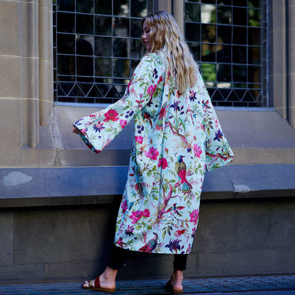 Tranquil Retreat 100% Cotton Kimono Robe – Frida Kahlo-Inspired, Hand-Screen Printed, Versatile, Limited Edition