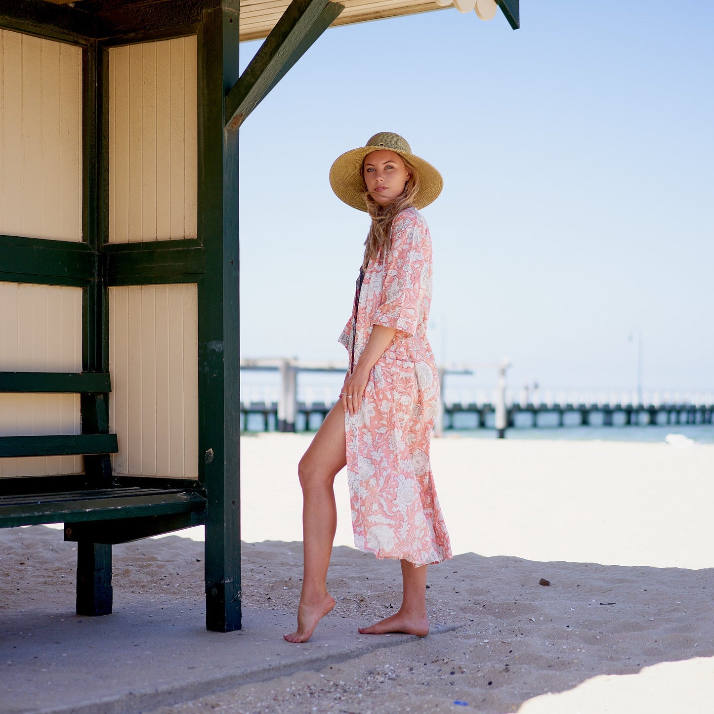 Pink Botanica 100% Cotton Kimono Robe – Frida Kahlo-Inspired, Bird of Paradise Print, Multi-Way Wear, Free Size, Limited Edition