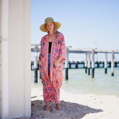 Island Soul 100% Cotton Kimono Robe – Frida Kahlo-Inspired, Bird of Paradise Print, Multi-Way Wear, Free Size, Limited Edition