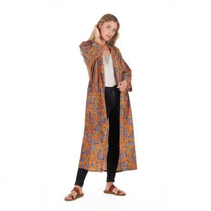 Lounge In Style Frida Kahlo Inspired Kimono Robe – Bird of Paradise Print, 100% Cotton Cambric, Free Size, Versatile Bathrobe & Kaftan, Limited Edition