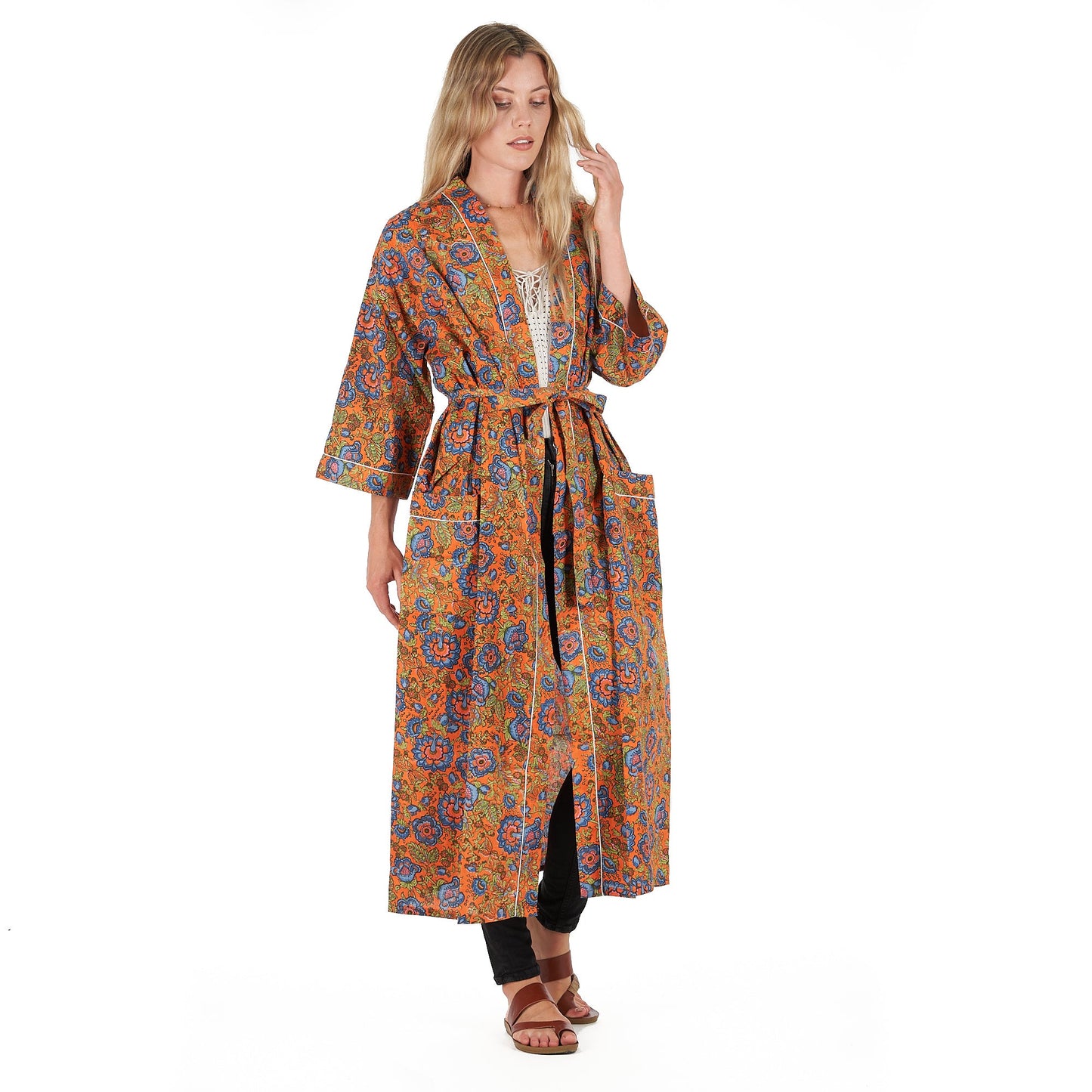 Lounge In Style Frida Kahlo Inspired Kimono Robe – Bird of Paradise Print, 100% Cotton Cambric, Free Size, Versatile Bathrobe & Kaftan, Limited Edition