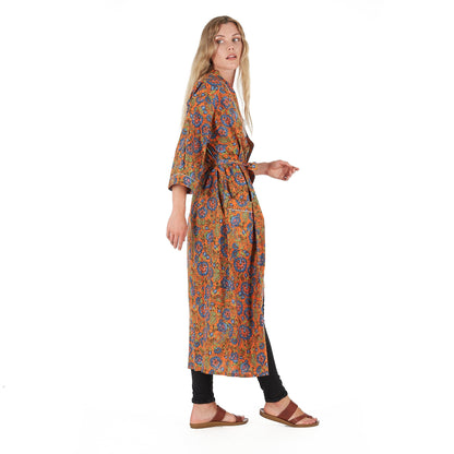 Lounge In Style Frida Kahlo Inspired Kimono Robe – Bird of Paradise Print, 100% Cotton Cambric, Free Size, Versatile Bathrobe & Kaftan, Limited Edition