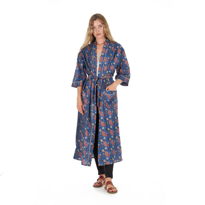 Serene Style Frida Kahlo Inspired Kimono Robe – Bird of Paradise Print, 100% Cotton Cambric, Free Size, Versatile Kaftan & Bathrobe, Limited Edition"