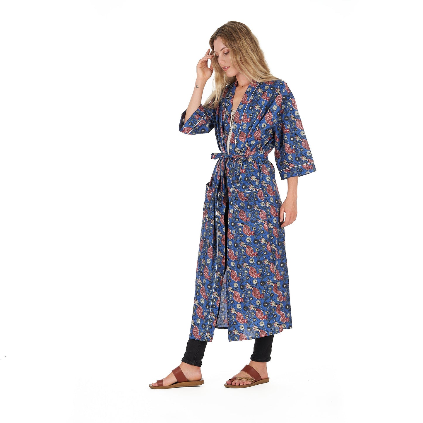 Serene Style Frida Kahlo Inspired Kimono Robe – Bird of Paradise Print, 100% Cotton Cambric, Free Size, Versatile Kaftan & Bathrobe, Limited Edition"