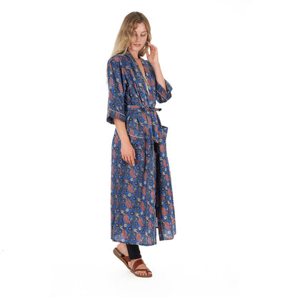 Serene Style Frida Kahlo Inspired Kimono Robe – Bird of Paradise Print, 100% Cotton Cambric, Free Size, Versatile Kaftan & Bathrobe, Limited Edition"