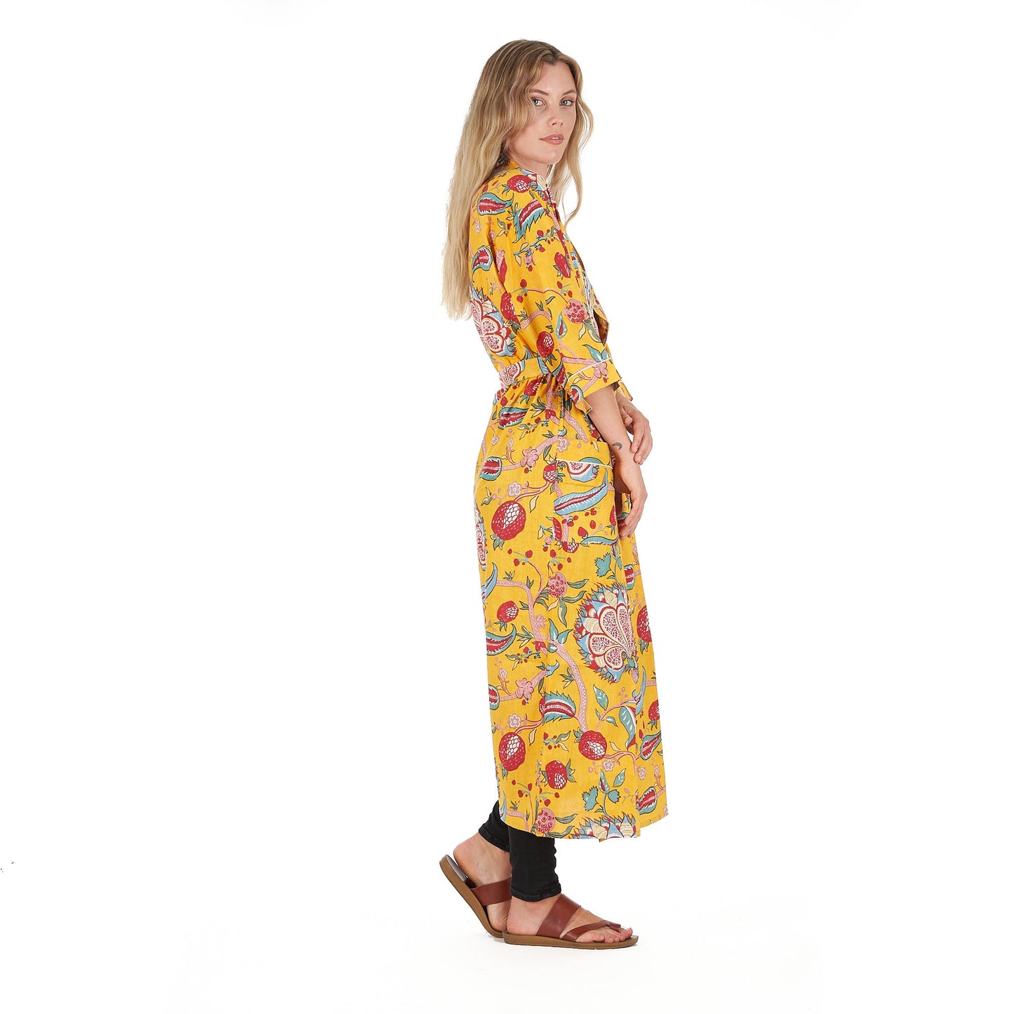 Fridas Vibrant Forest Kimono Robe – 100% Cotton Cambric, Bird of Paradise Print, Free Size, Versatile Kimono, Bathrobe & Kaftan, Limited Edition