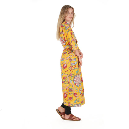 Fridas Vibrant Forest Kimono Robe – 100% Cotton Cambric, Bird of Paradise Print, Free Size, Versatile Kimono, Bathrobe & Kaftan, Limited Edition