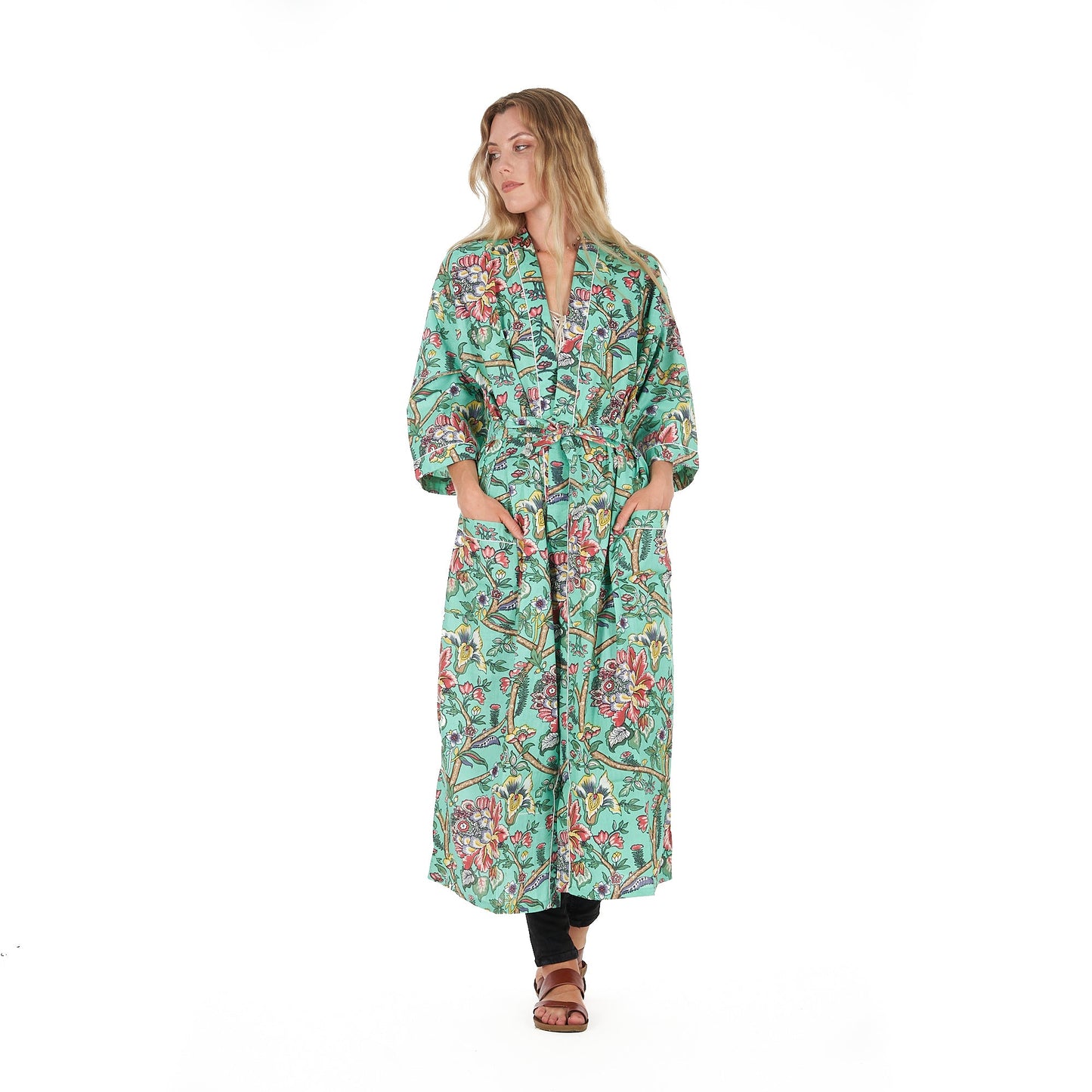 Calm & Collected Kaftan – 100% Cotton Cambric, Bird of Paradise Print, Adjustable Fit, Versatile Kimono, Bathrobe & Kaftan, Limited Edition