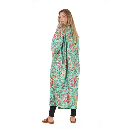 Calm & Collected Kaftan – 100% Cotton Cambric, Bird of Paradise Print, Adjustable Fit, Versatile Kimono, Bathrobe & Kaftan, Limited Edition