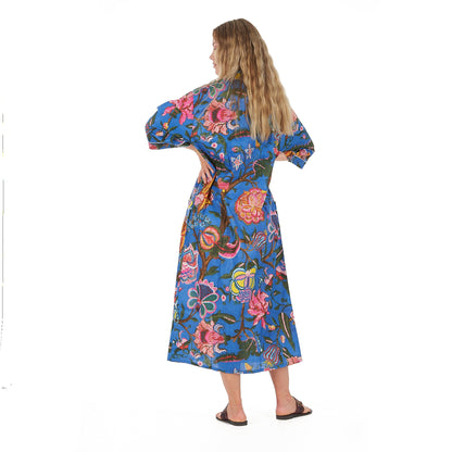 Boldly Beautiful Frida Kahlo Inspired Kimono Robe – Bird of Paradise Print, 100% Cotton Cambric, Versatile Kaftan, Bathrobe & Cardigan, Free Size, Limited Edition