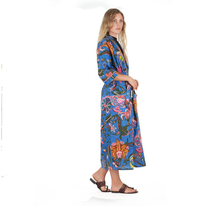 Boldly Beautiful Frida Kahlo Inspired Kimono Robe – Bird of Paradise Print, 100% Cotton Cambric, Versatile Kaftan, Bathrobe & Cardigan, Free Size, Limited Edition