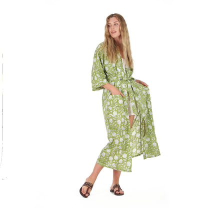 Soothing Sanctuary Frida Kahlo Inspired Kimono Robe – Bird of Paradise Print, 100% Cotton Cambric, Free Size, Adjustable Strap, Limited Edition, Versatile Kaftan