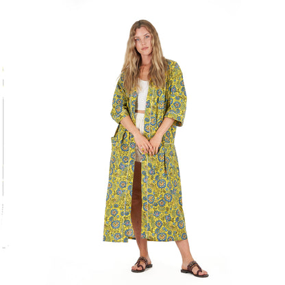 Livin the Cozy Life Frida Kahlo Inspired Kimono Robe – Bird of Paradise Print, 100% Cotton Cambric, Free Size, Versatile Kaftan, Limited Edition, Adjustable Tie Strap