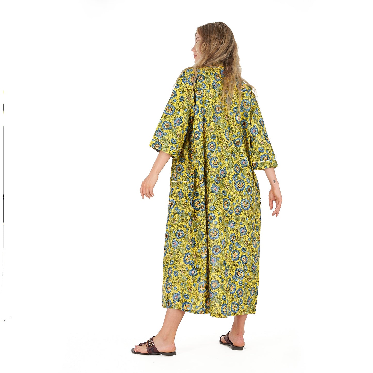 Livin the Cozy Life Frida Kahlo Inspired Kimono Robe – Bird of Paradise Print, 100% Cotton Cambric, Free Size, Versatile Kaftan, Limited Edition, Adjustable Tie Strap