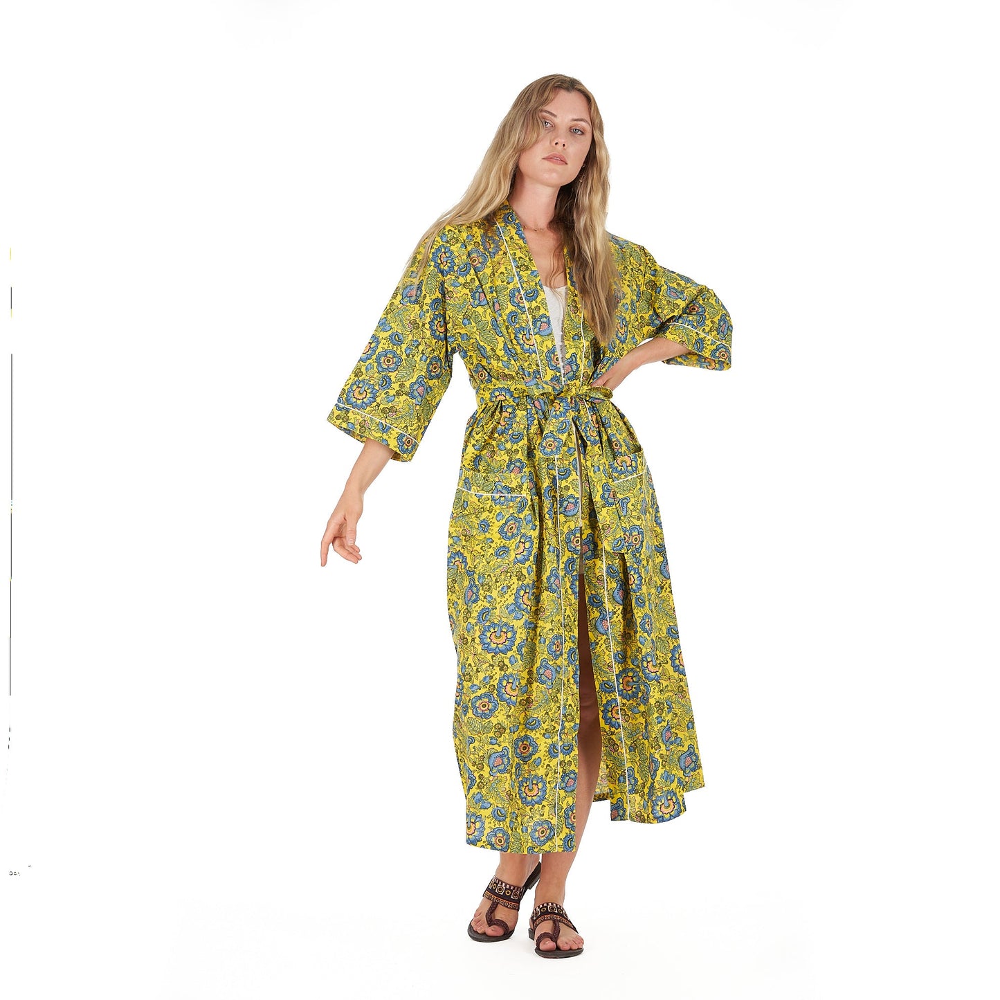 Livin the Cozy Life Frida Kahlo Inspired Kimono Robe – Bird of Paradise Print, 100% Cotton Cambric, Free Size, Versatile Kaftan, Limited Edition, Adjustable Tie Strap