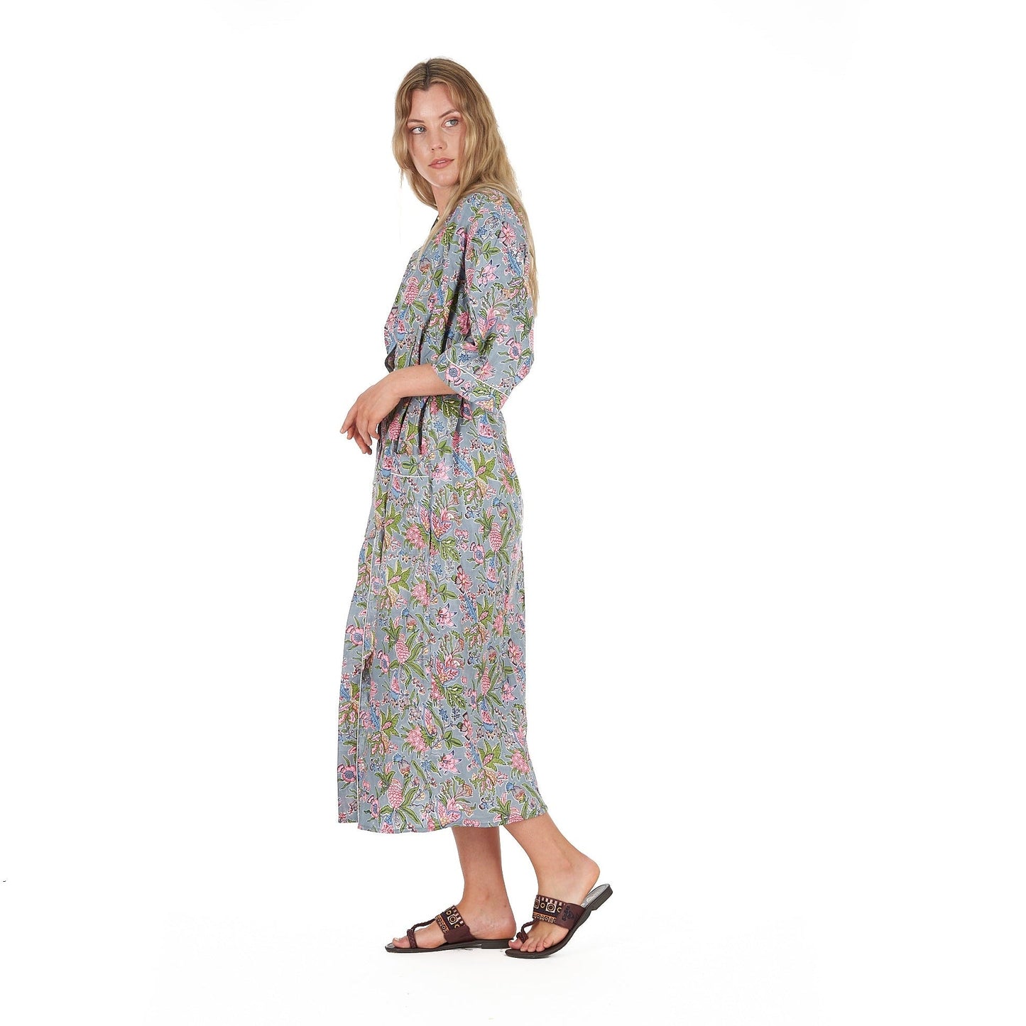 Coastal Escape 100% Cotton Kimono Robe – Hand Screen Printed, Bird of Paradise Design, Versatile Wear, Free Size, Gift-Ready, Limited Edition