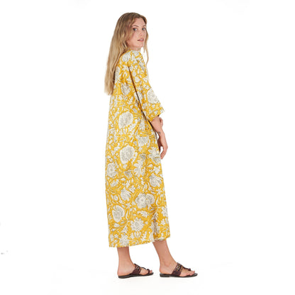 Summer Love 100% Cotton Kimono Robe – Bird of Paradise Hand Screen Printed, Versatile Wear, Free Size, Limited Edition, Gift-Ready