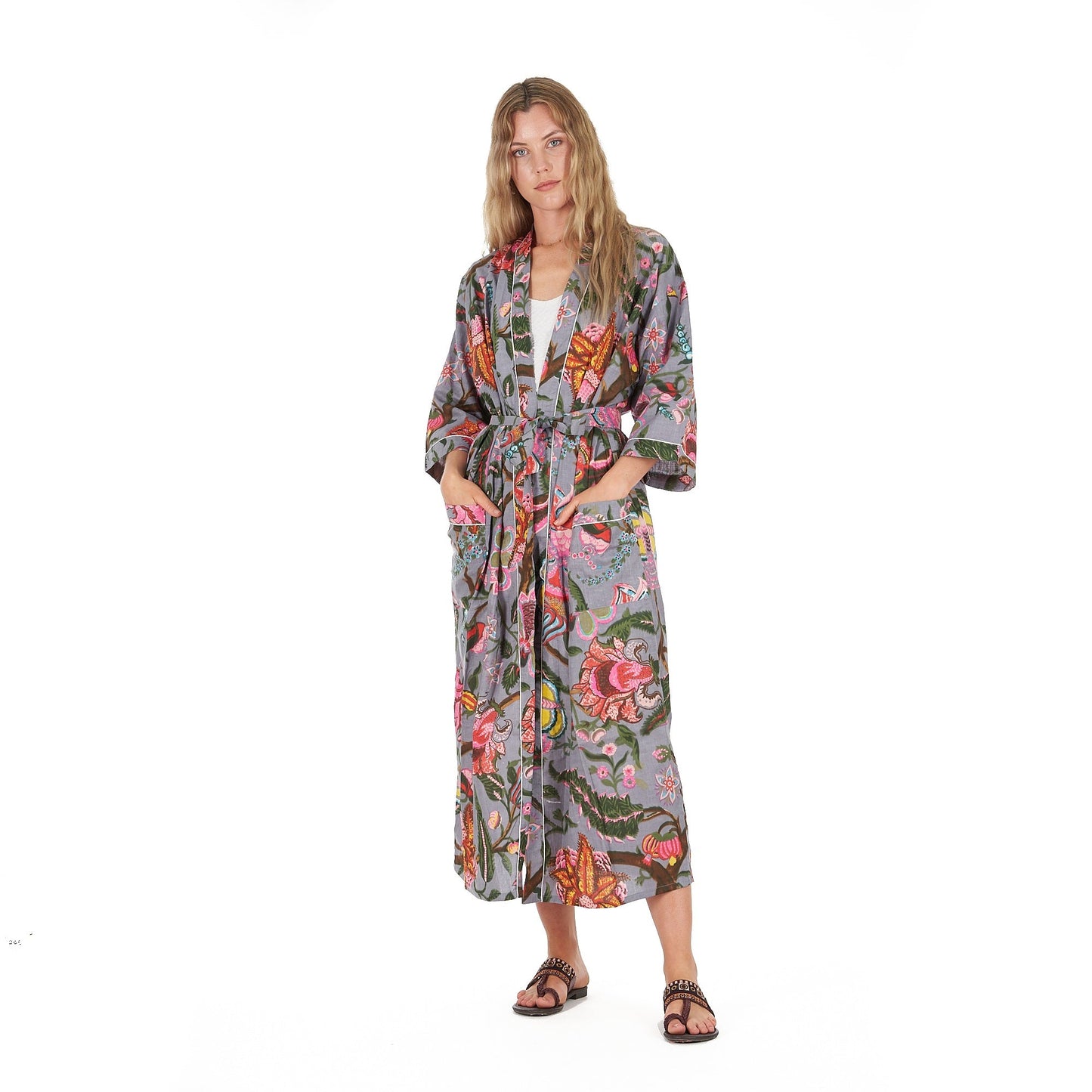 Bold Botanicals 100% Cotton Kaftan – Bird of Paradise Hand-Screen Printed, Versatile Wear, Free Size, Limited Edition, Comfortable & Stylish