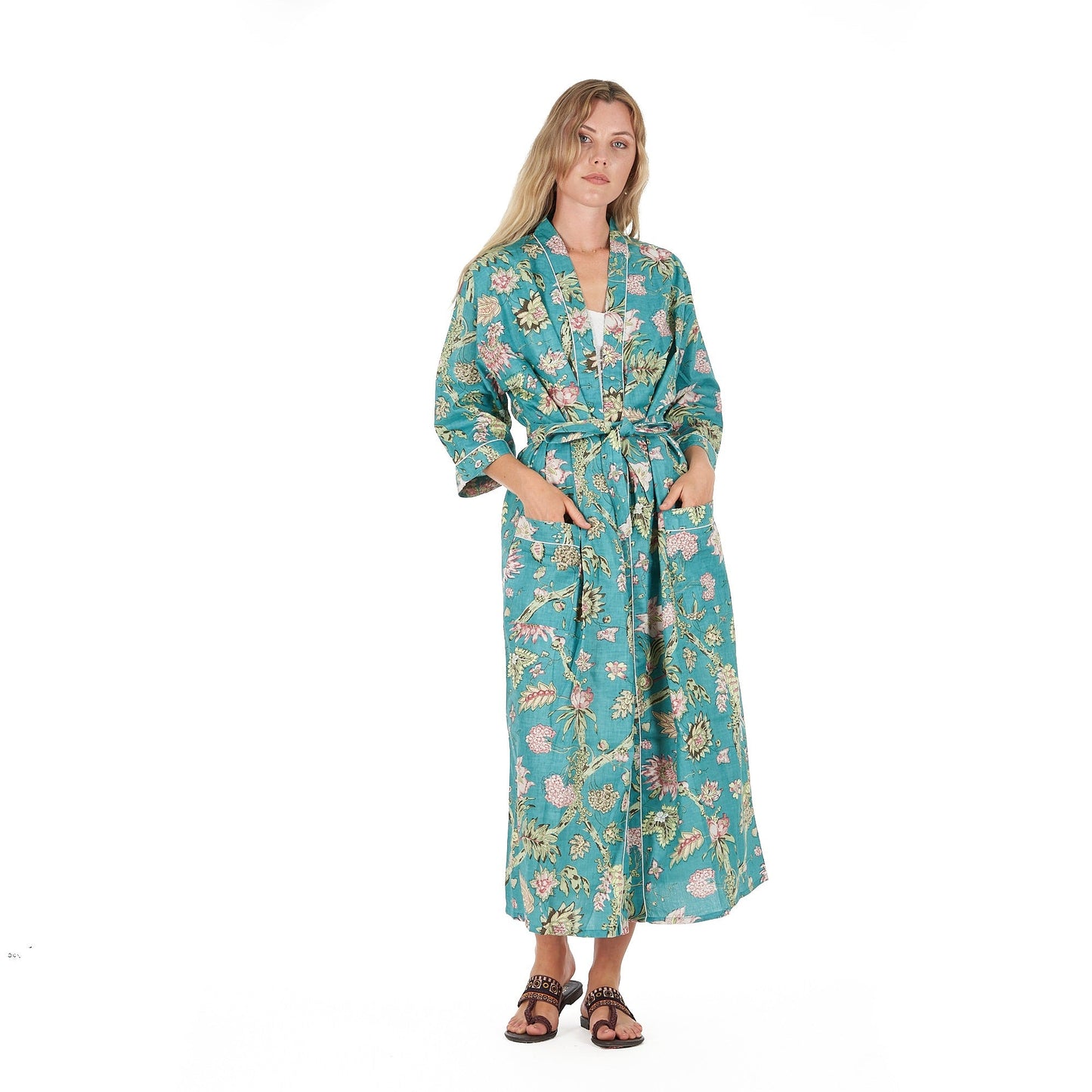 Coastal Cool 100% Cotton Kimono Robe – Bird of Paradise Hand-Screen Printed, Multi-Use, Free Size, Limited Edition, Soft & Breathable