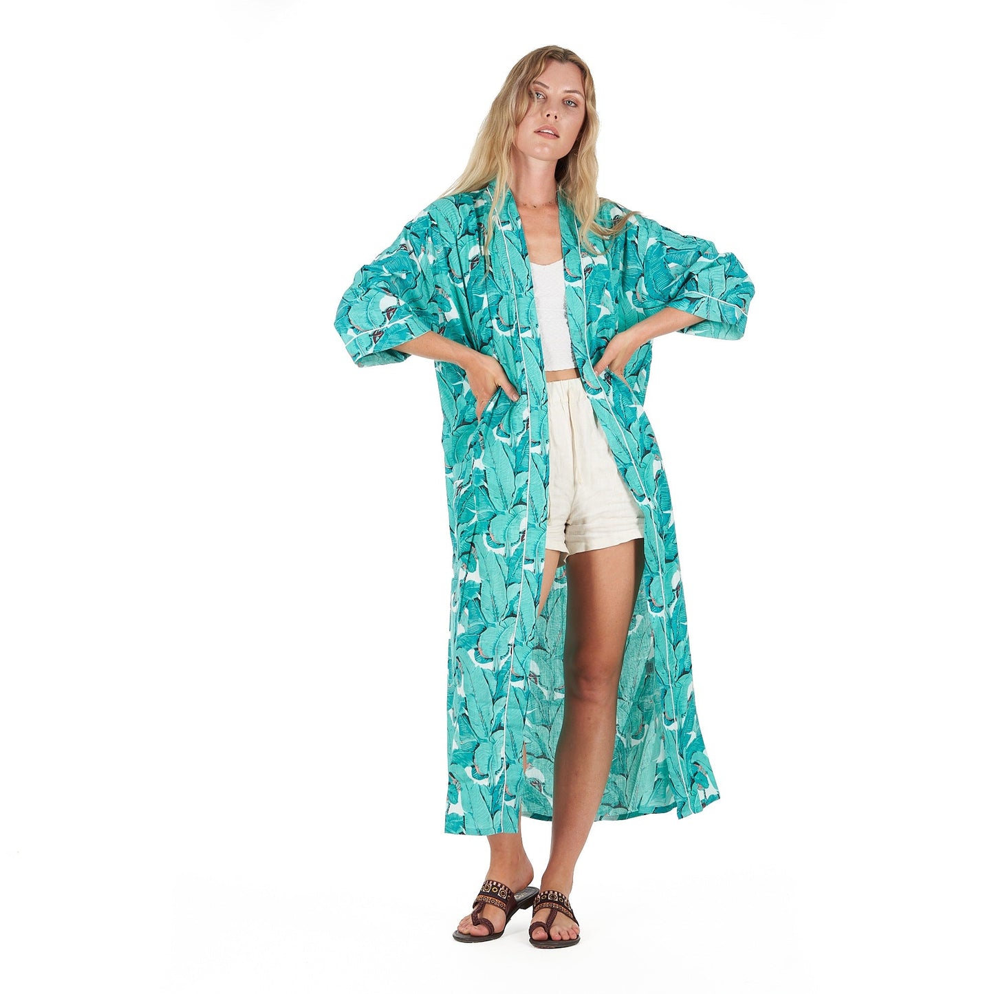 Rainforest Rhapsody 100% Cotton Kimono Robe – Bird of Paradise Print, Versatile & Comfortable, Free Size, Limited Edition, Soft & Breathable