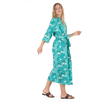 Rainforest Rhapsody 100% Cotton Kimono Robe – Bird of Paradise Print, Versatile & Comfortable, Free Size, Limited Edition, Soft & Breathable