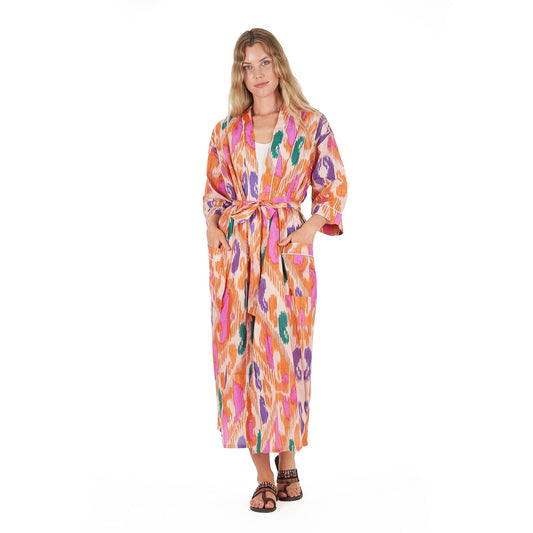 Tropical Hues 100% Cotton Kimono Robe – Bird of Paradise Print, Frida Kahlo-Inspired, Multi-Way Wear, Free Size, Limited Edition