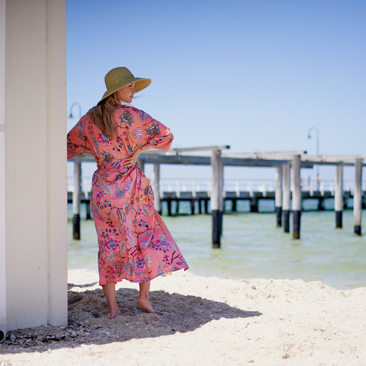 Island Soul 100% Cotton Kimono Robe – Frida Kahlo-Inspired, Bird of Paradise Print, Multi-Way Wear, Free Size, Limited Edition