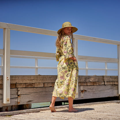 Take Me To The Beach Frida Kahlo-Inspired 100% Cotton Kimono Robe – Versatile Bathrobe, Kaftan, Kimono, Hand-Screen Printed, Limited Edition