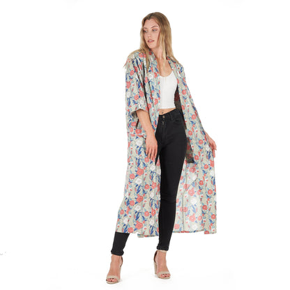 Leisurely Luxe Frida Kahlo Inspired Kimono Robe – Bird of Paradise Print, 100% Cotton Cambric, Free Size, Versatile Kaftan & Robe, Limited Edition