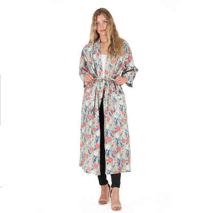 Leisurely Luxe Frida Kahlo Inspired Kimono Robe – Bird of Paradise Print, 100% Cotton Cambric, Free Size, Versatile Kaftan & Robe, Limited Edition